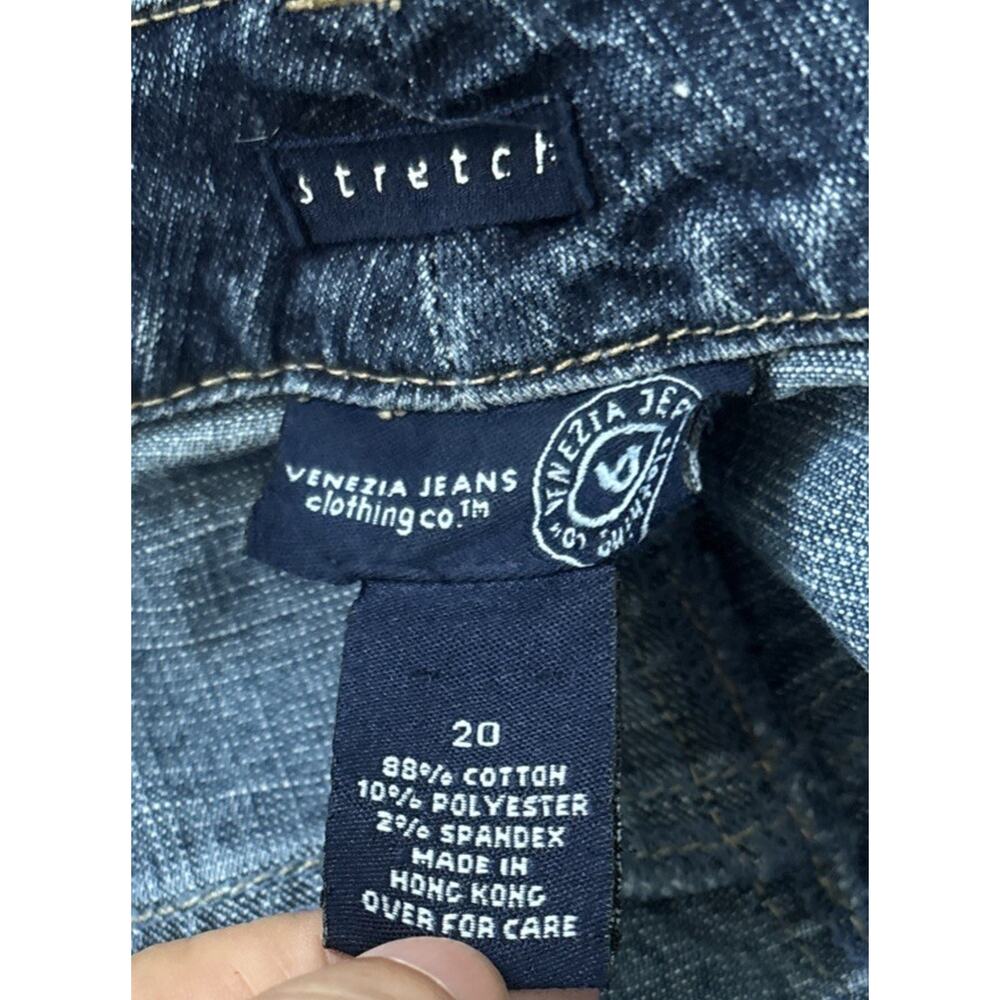 Venezia Y2K Denim Skirt Plus Size 20 Dark Wash Button Front Raw Hem Pockets - Picture 6 of 7